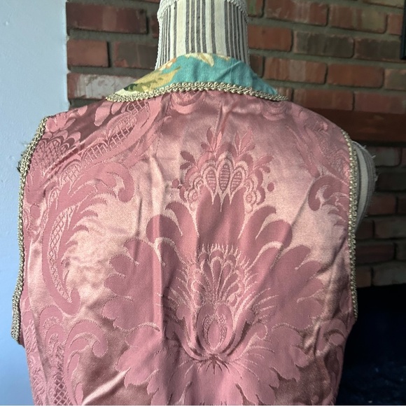 VTG Rag Retro Mixed Media Floral Print Open Vest OS - Picture 8 of 10